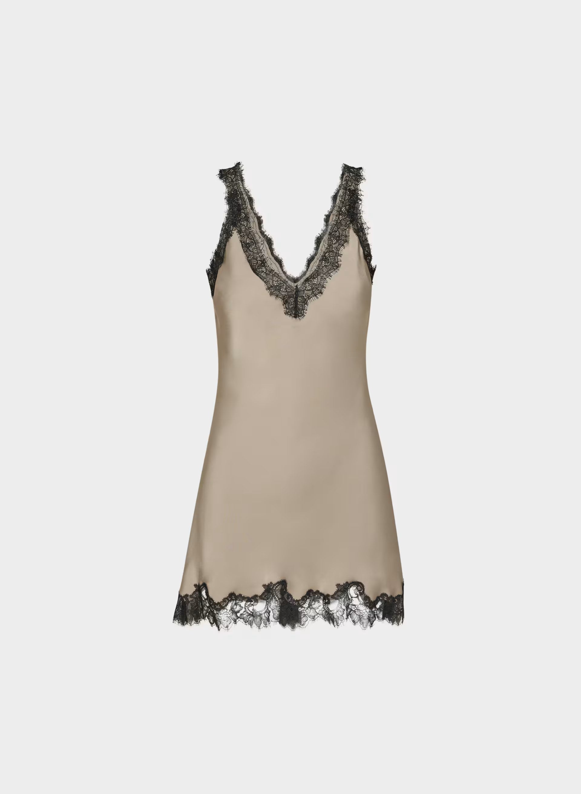 Suite Satin Dress - NOMAD TAUPE/BLACK