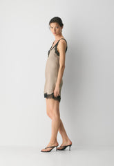 Suite Satin Dress - NOMAD TAUPE/BLACK