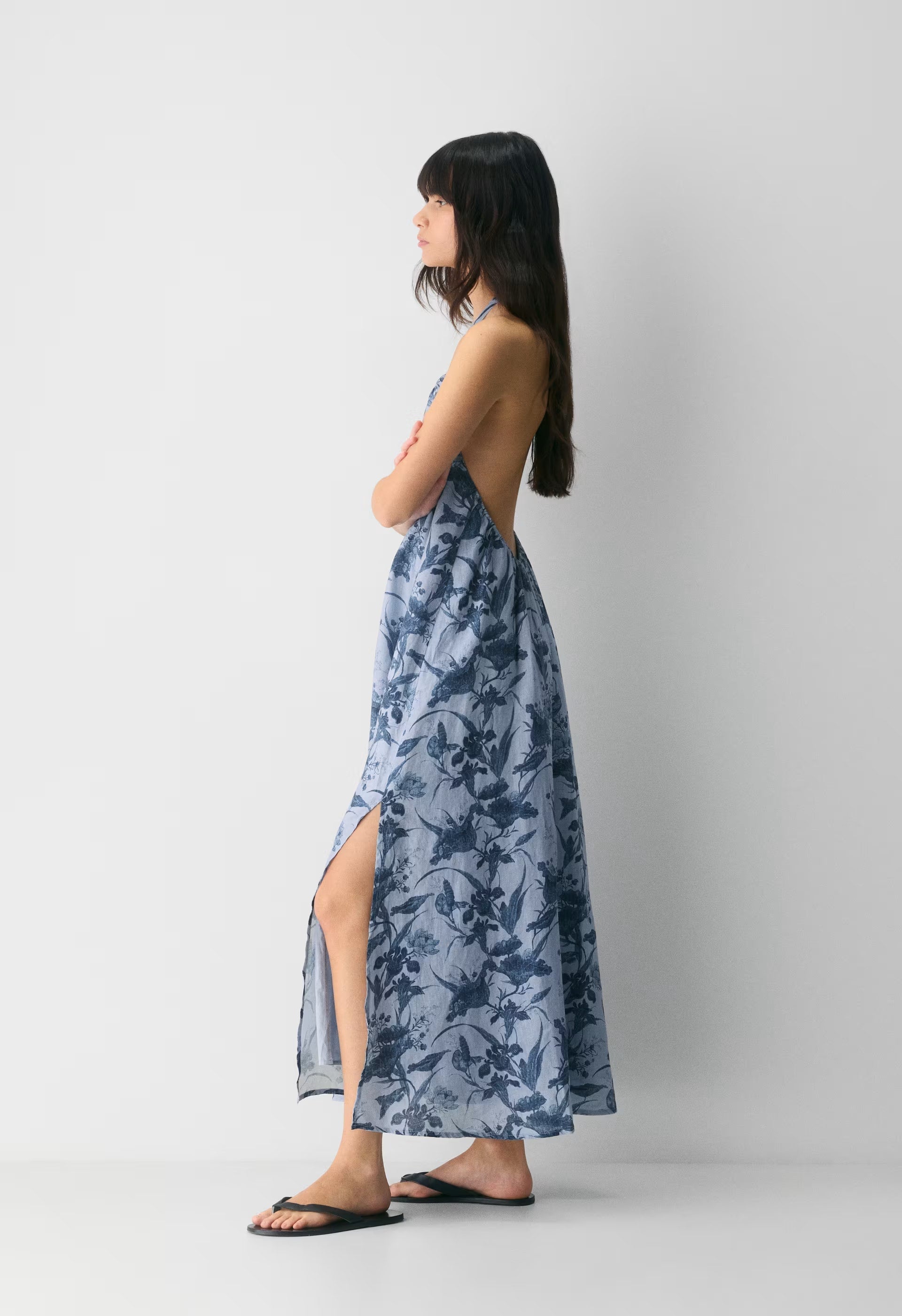 Sunpost Linen Halter Dress - BL/ADMRL