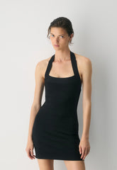 Calypso Halter Dress - BLACK