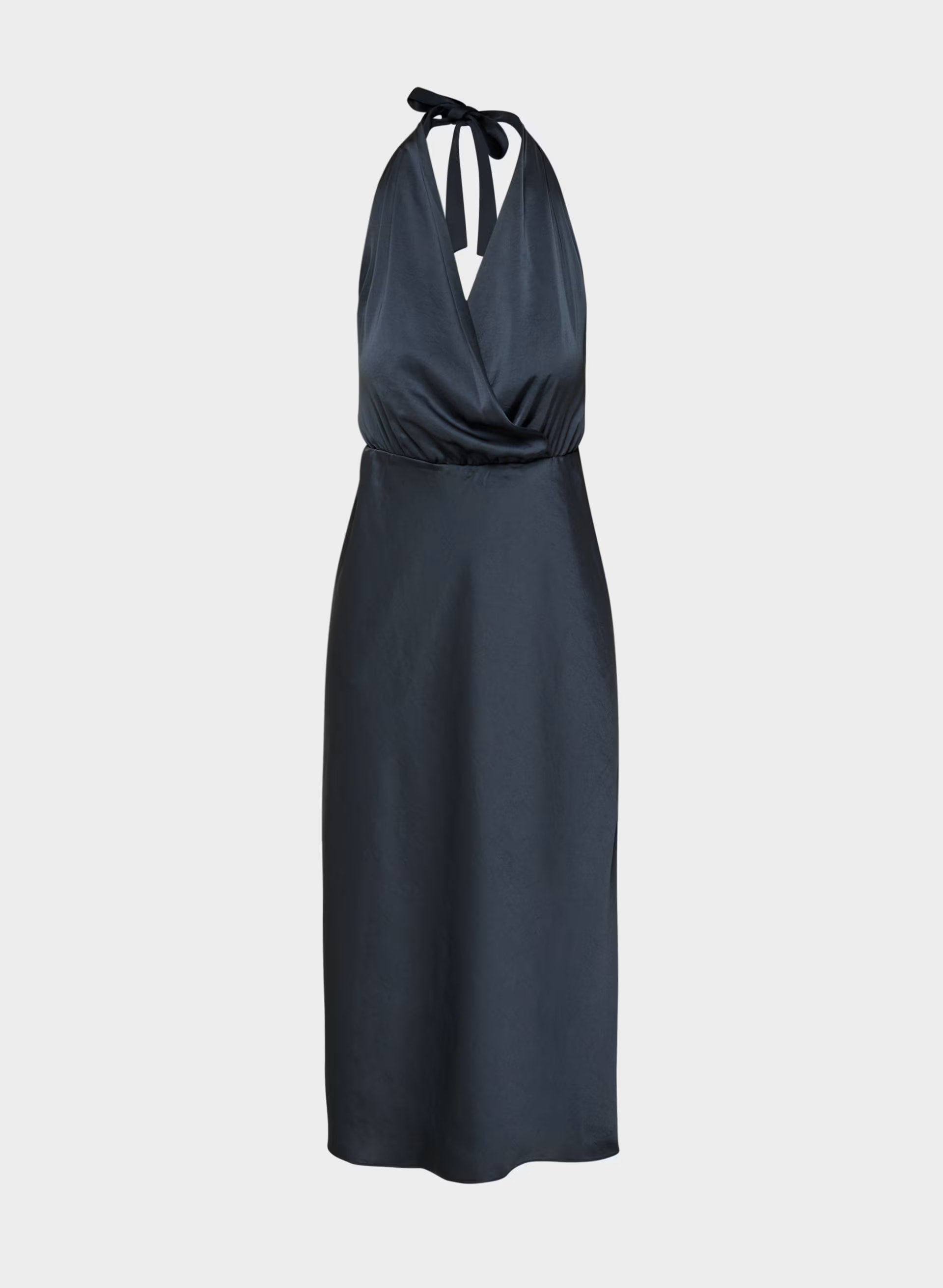 Sprig Satin Halter Dress - ADMIRAL