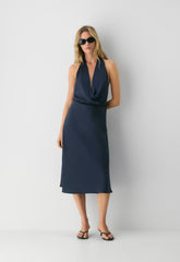 Sprig Satin Halter Dress - SWEET PEA PURPLE