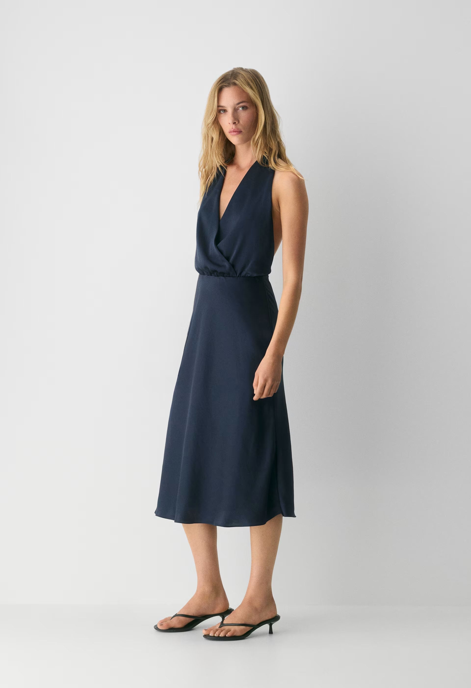 Sprig Satin Halter Dress - AGAVE GREEN