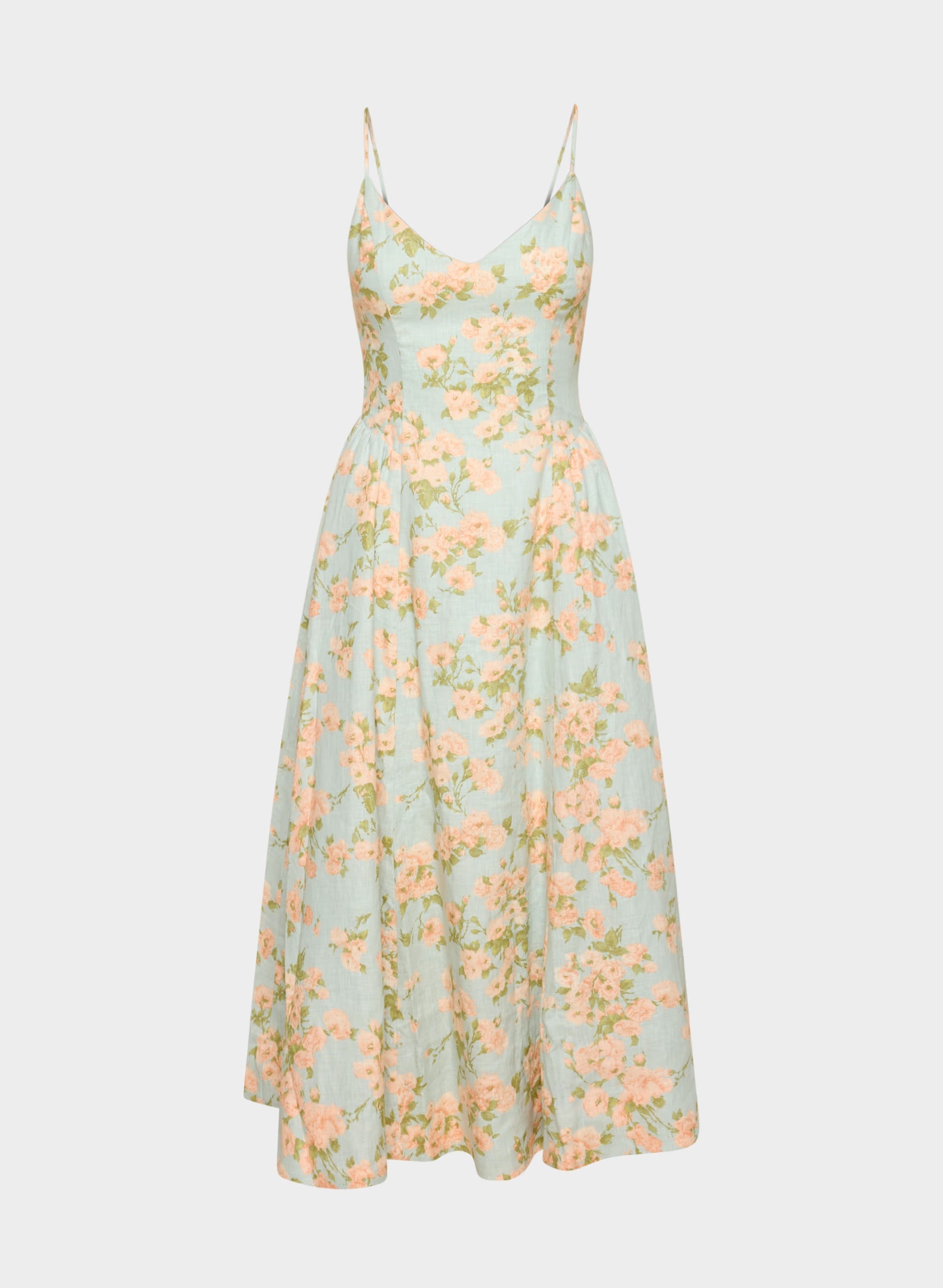 Technique Linen Dress - AGAVE GREEN/SOFT PEACH