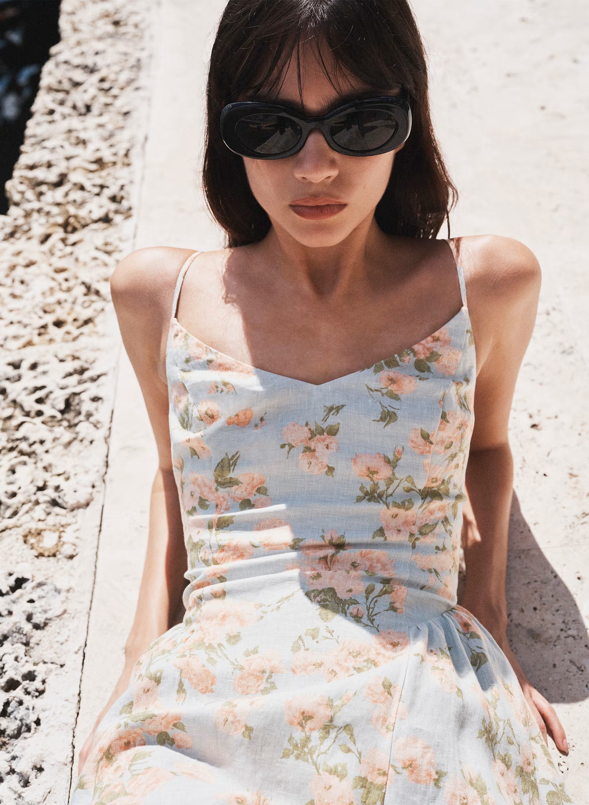 Technique Linen Dress - AGAVE GREEN/SOFT PEACH