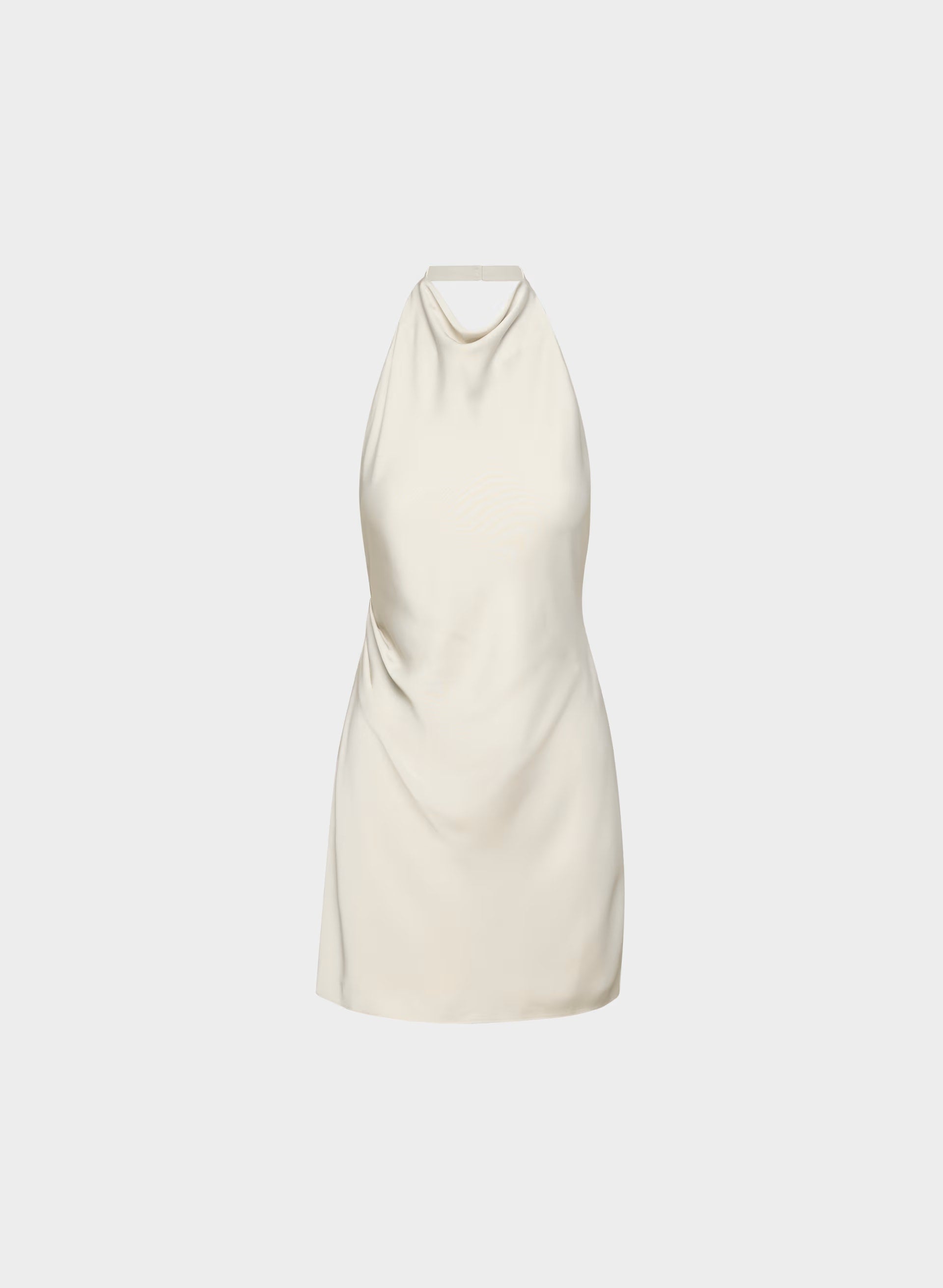 Audience Satin Mini Halter Dress - MATTE PEARL