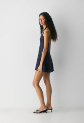 Pirouette Satin Halter Dress - ADMIRAL