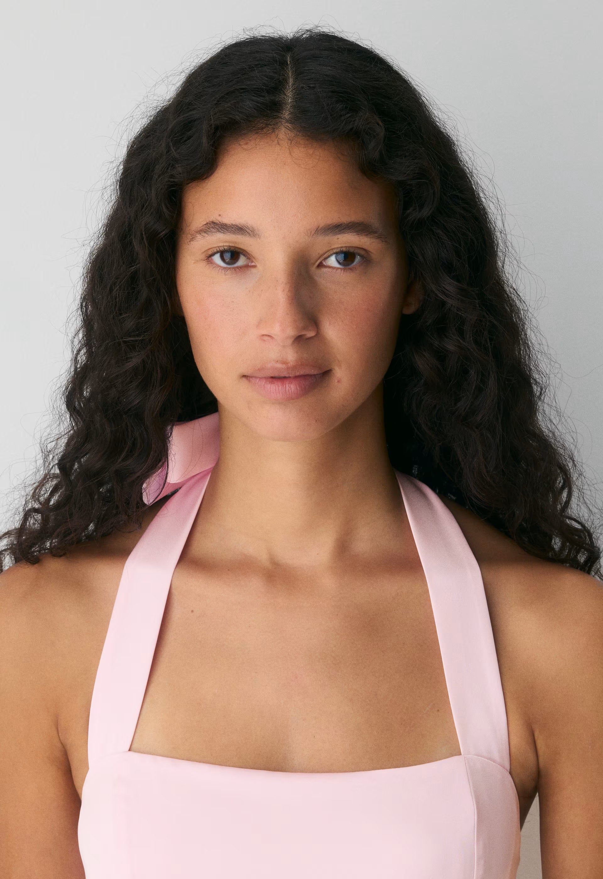 Pirouette Satin Halter Dress - VILLA PINK