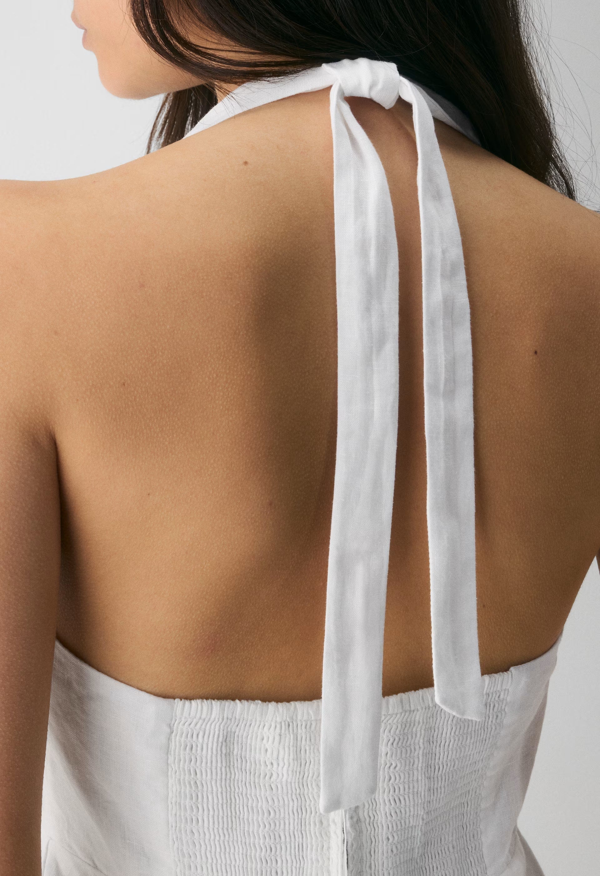 Nightscape Linen Halter Micro Dress - WHITE