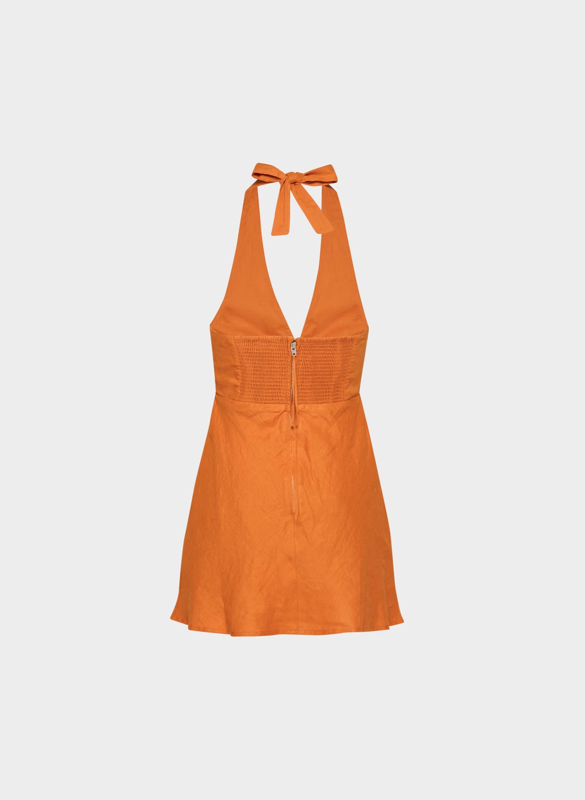 Nightscape Linen Halter Micro Dress - MESA ORANGE