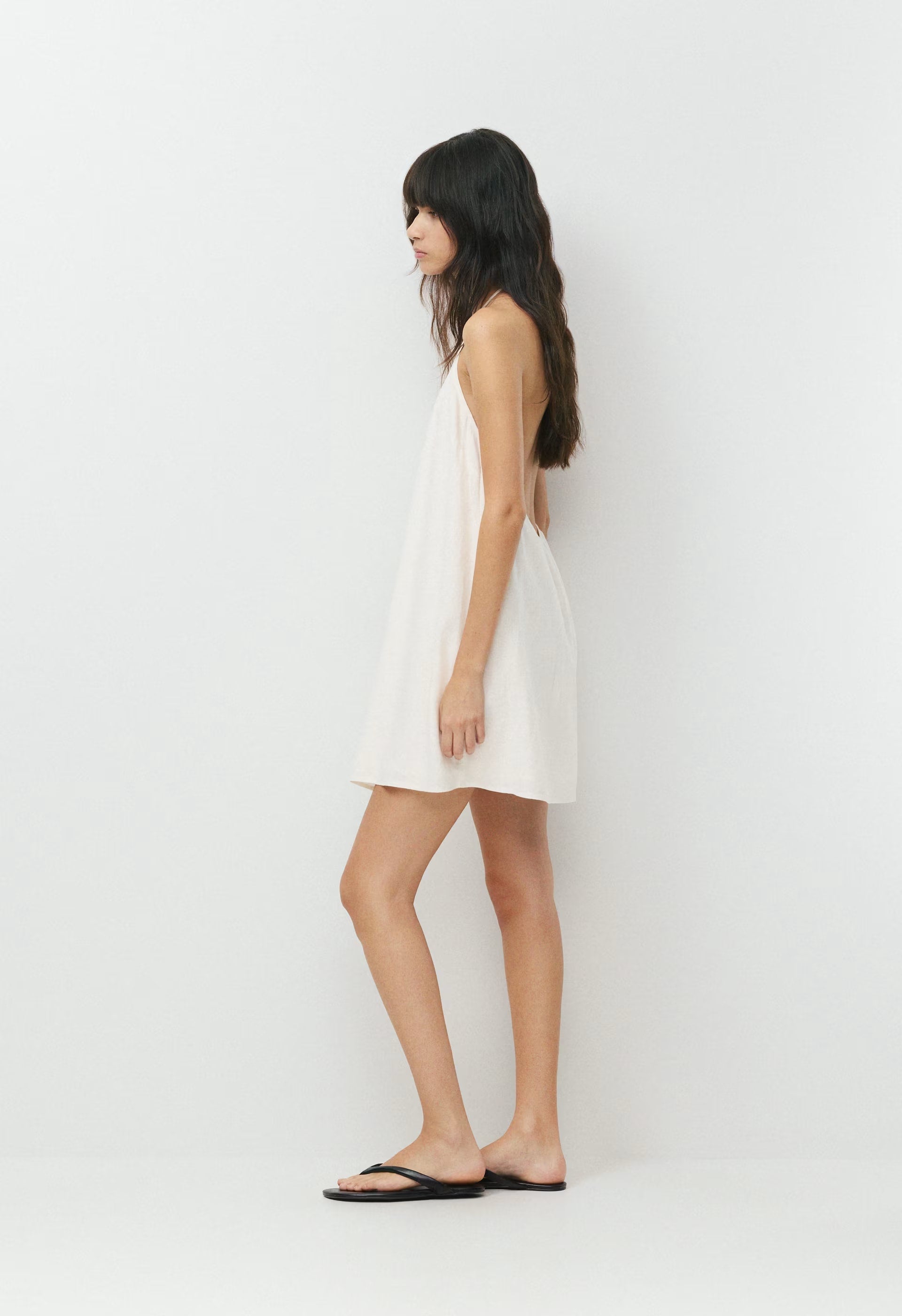 Bora Linen Halter Dress - MARTINI OLIVE