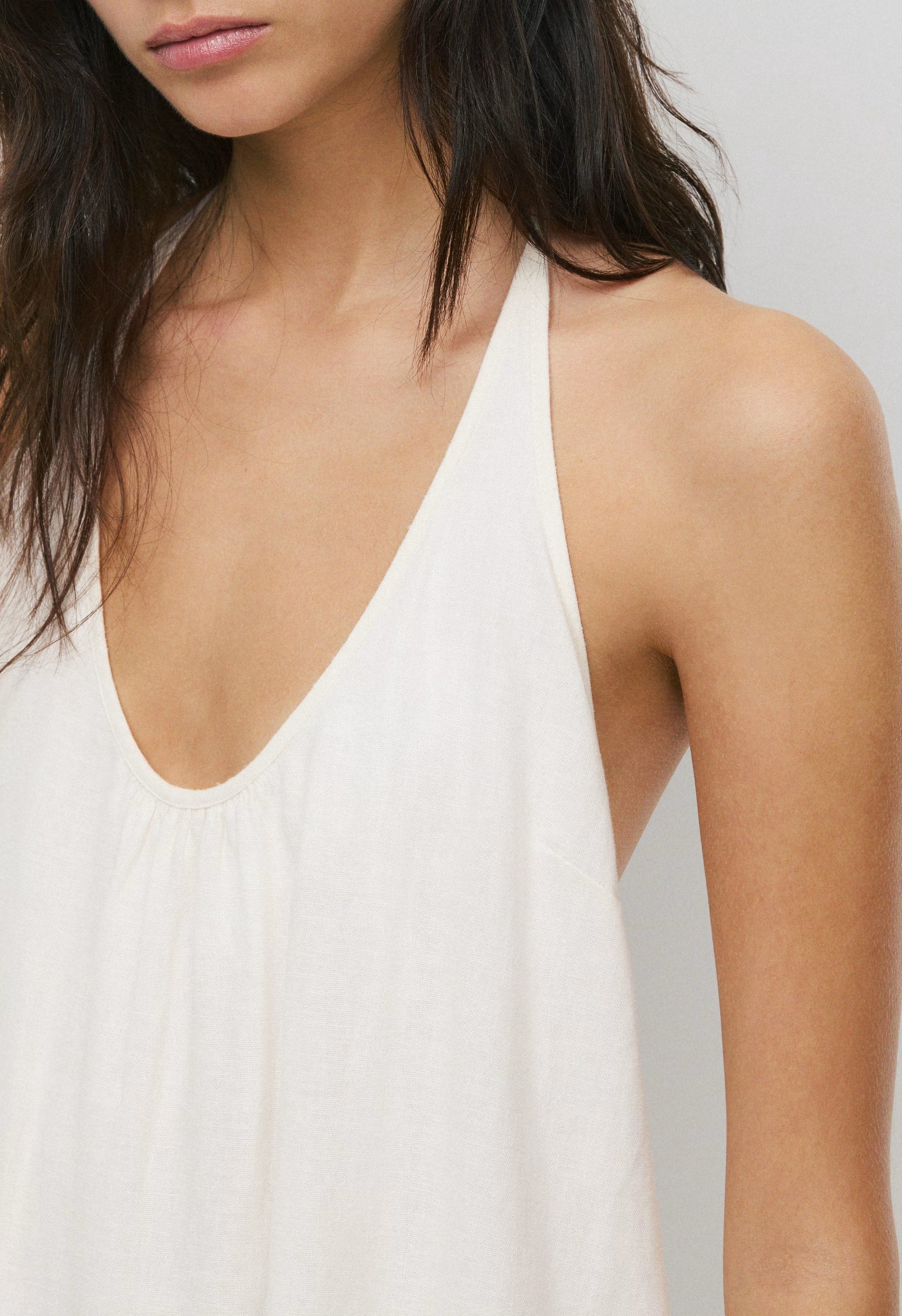 Bora Linen Halter Dress - MARTINI OLIVE