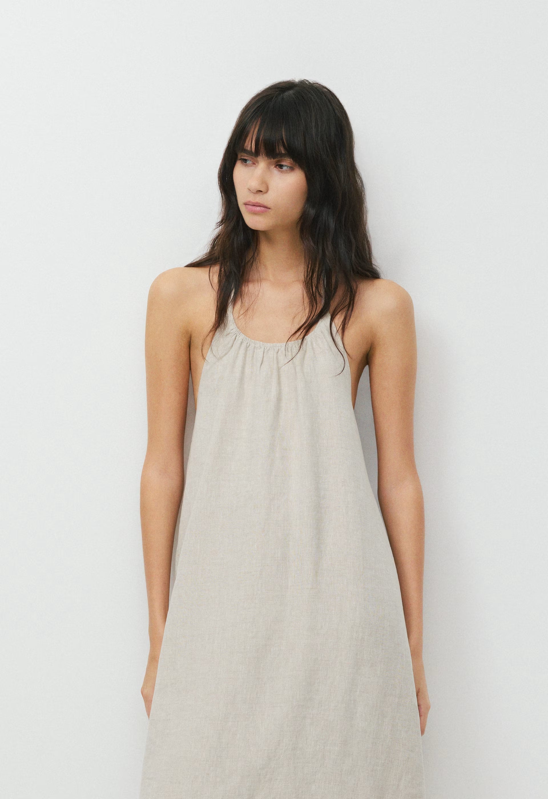 Sunpost Linen Halter Dress - UNDYED ECRU