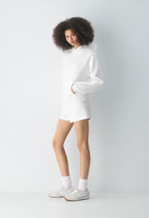 Cozy Sweatfleece Perfect Hi-Rise Mini Short - WHITE