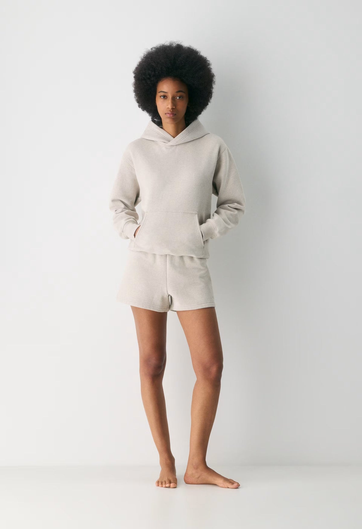 Cozy Sweatfleece Perfect Hi-Rise Mini Short - HEATHER ECRU