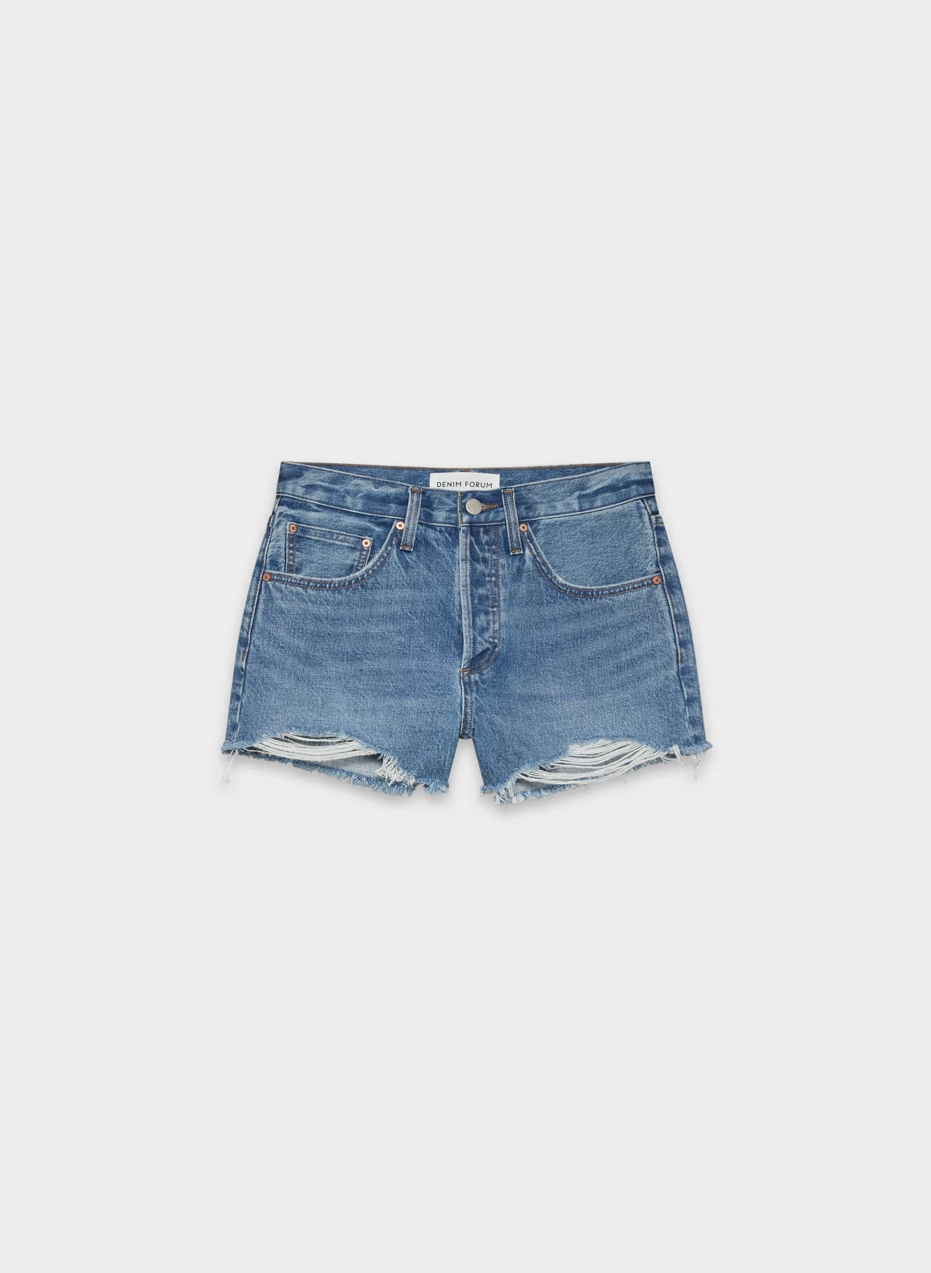 Denim Forum The ‘90s Vintage Hi-Rise Mini Denim Short - 5 YRS KISS N TELL BLEU