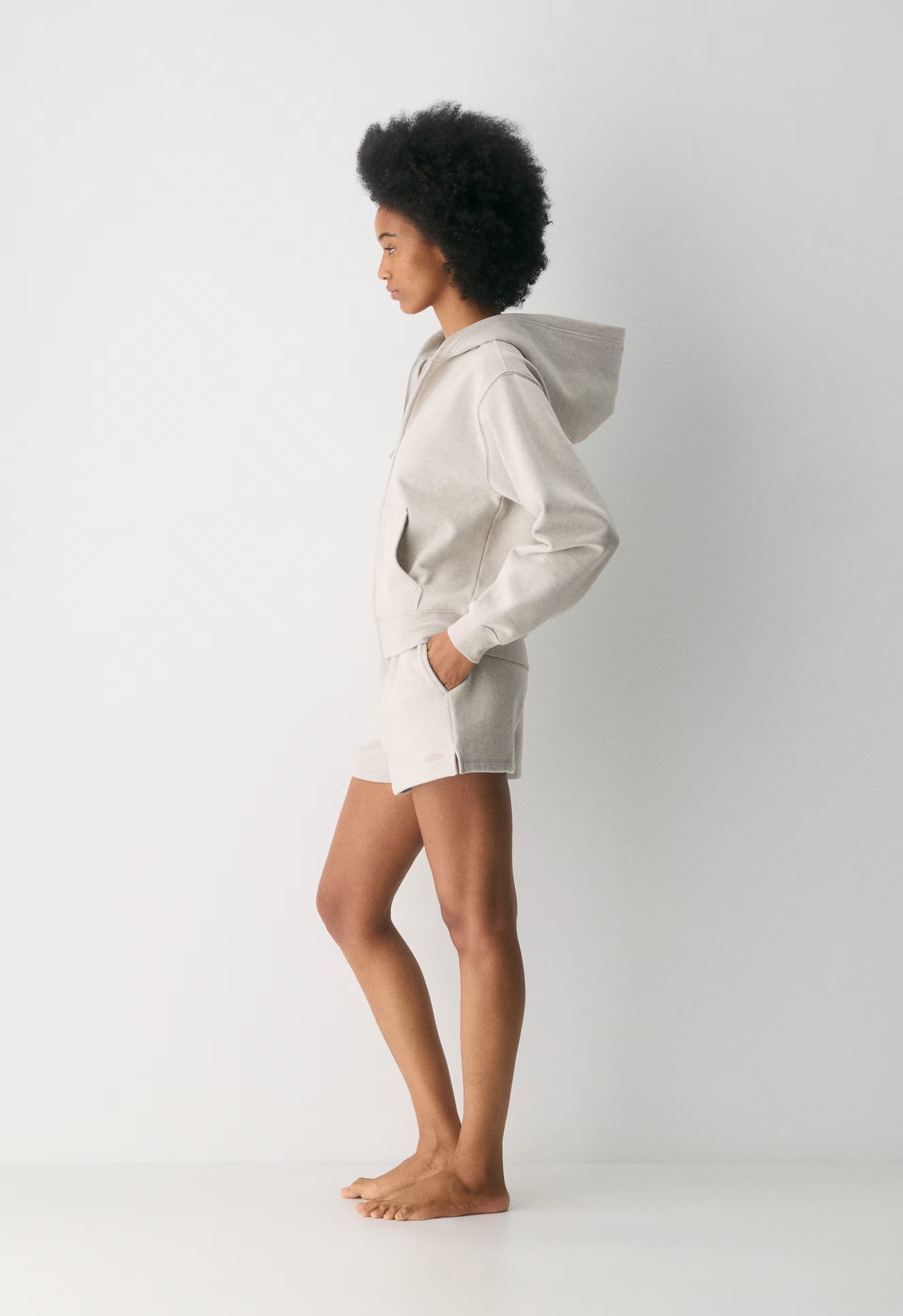 Cozy Sweatfleece Mega Hi-Rise Mini Short - HEATHER ECRU