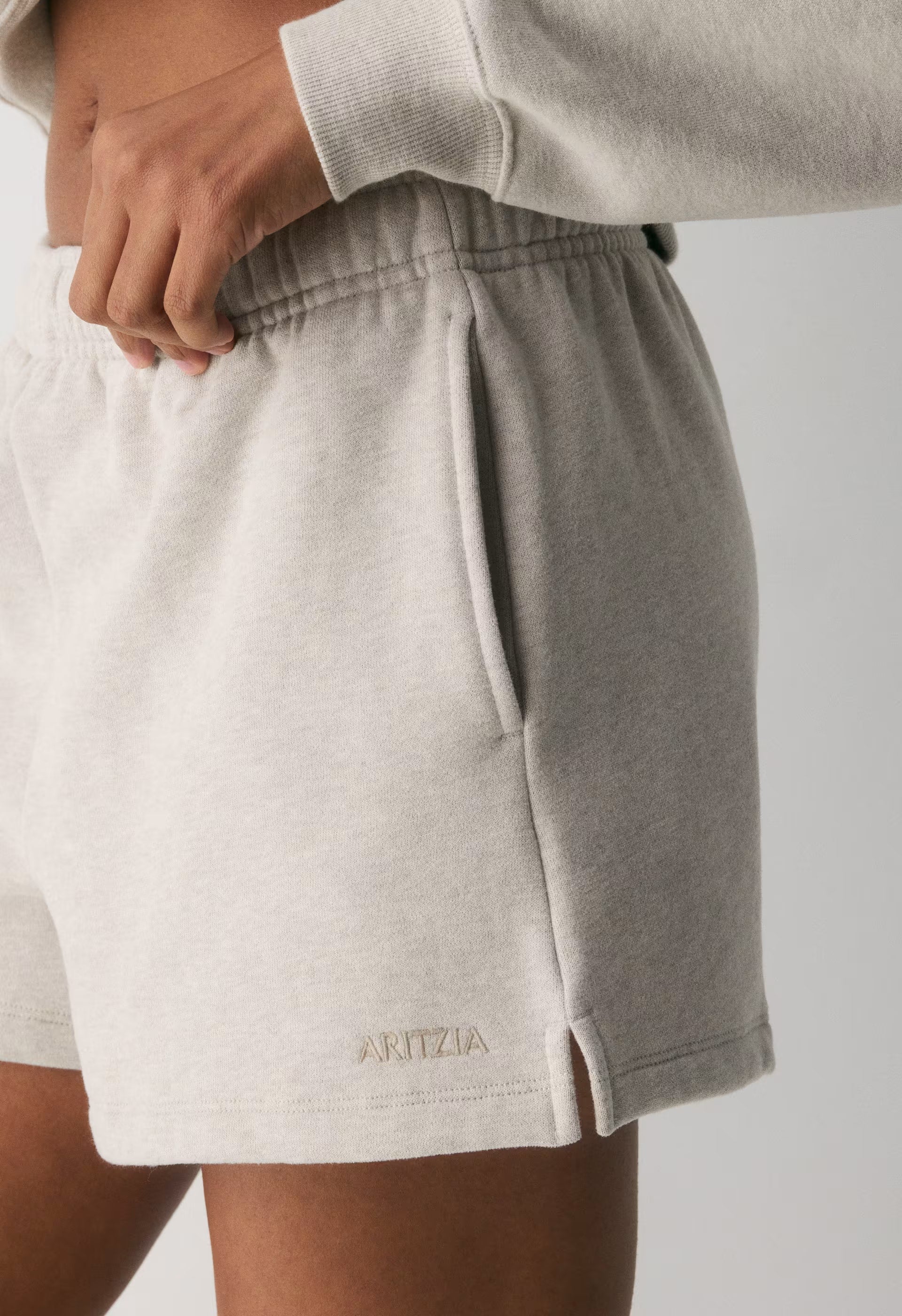 Cozy Sweatfleece Mega Hi-Rise Mini Short - HEATHER ECRU