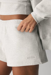 Cozy Sweatfleece Boyfriend Lo-Rise Mini Short - HEATHER CLOUD WHITE