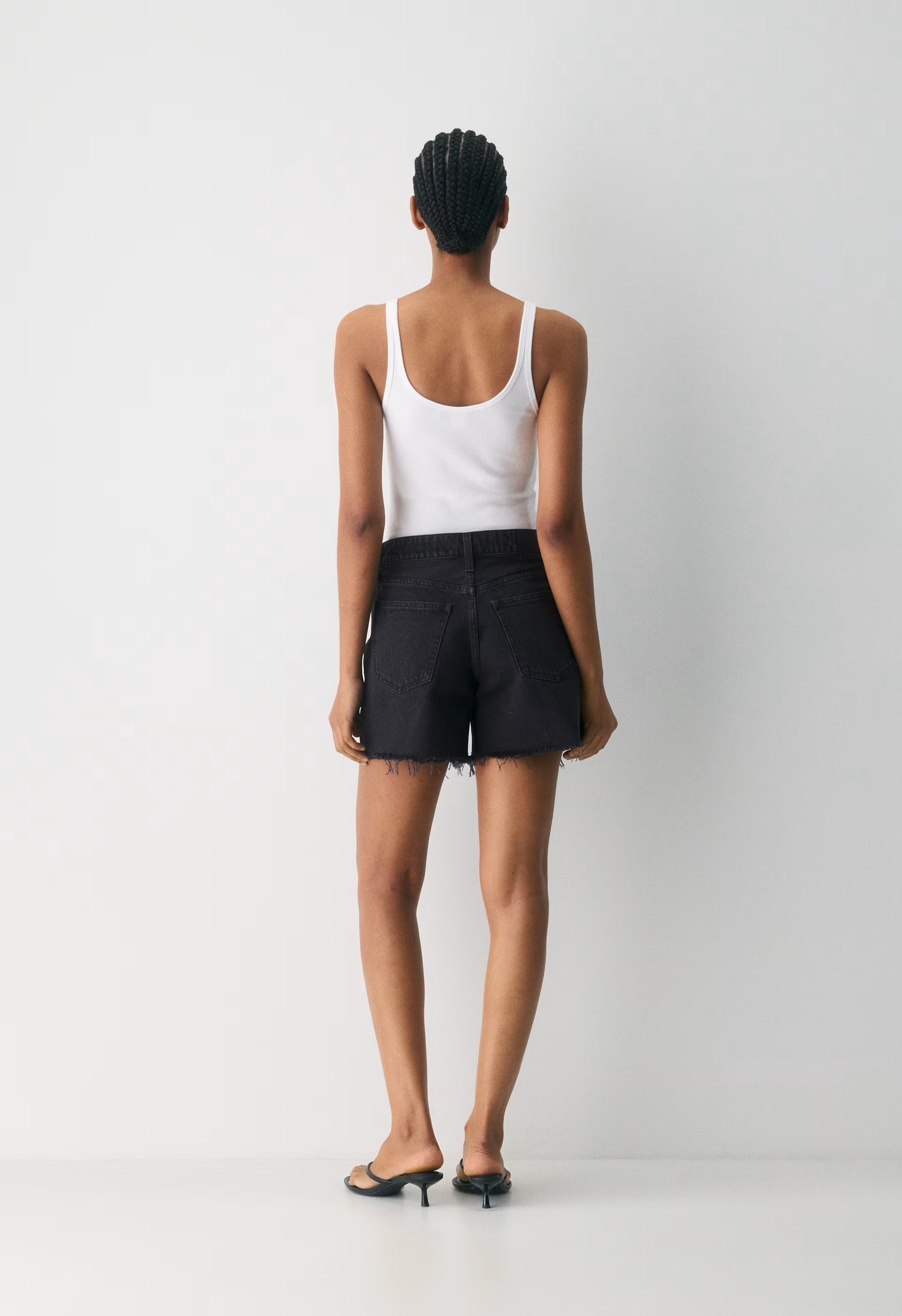 Denim Forum The Ex-Boyfriend Hi Mid-Thigh Denim Short - BLACK EYELINER