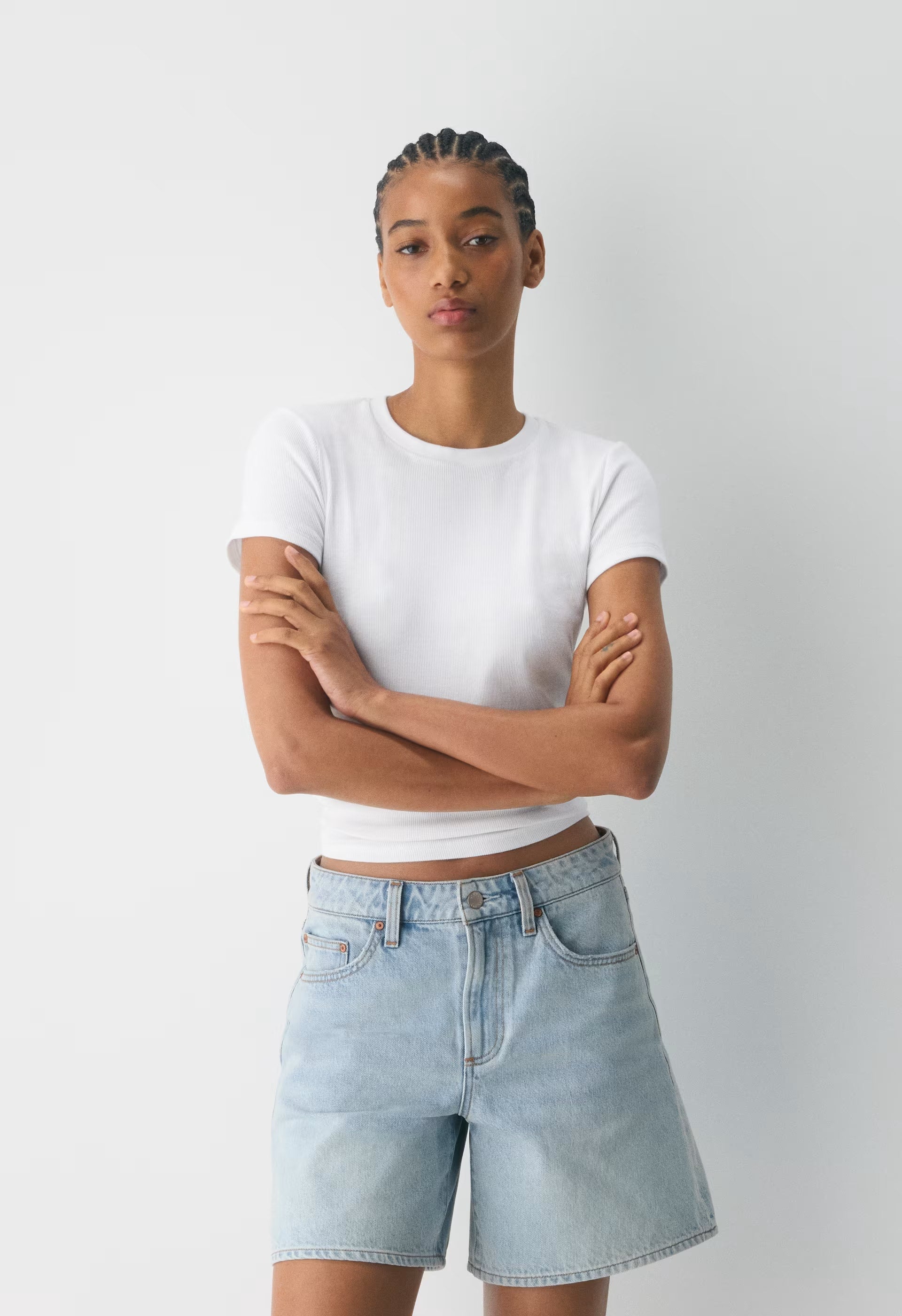 Denim Forum The ‘90s Vintage Hi Mid-Thigh Denim Short - 15 YRS BRL THR BLEU