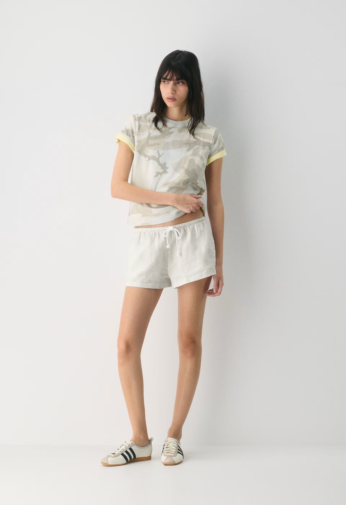 Ansel Linen Short - INGD STRP W /NTRL ECRU