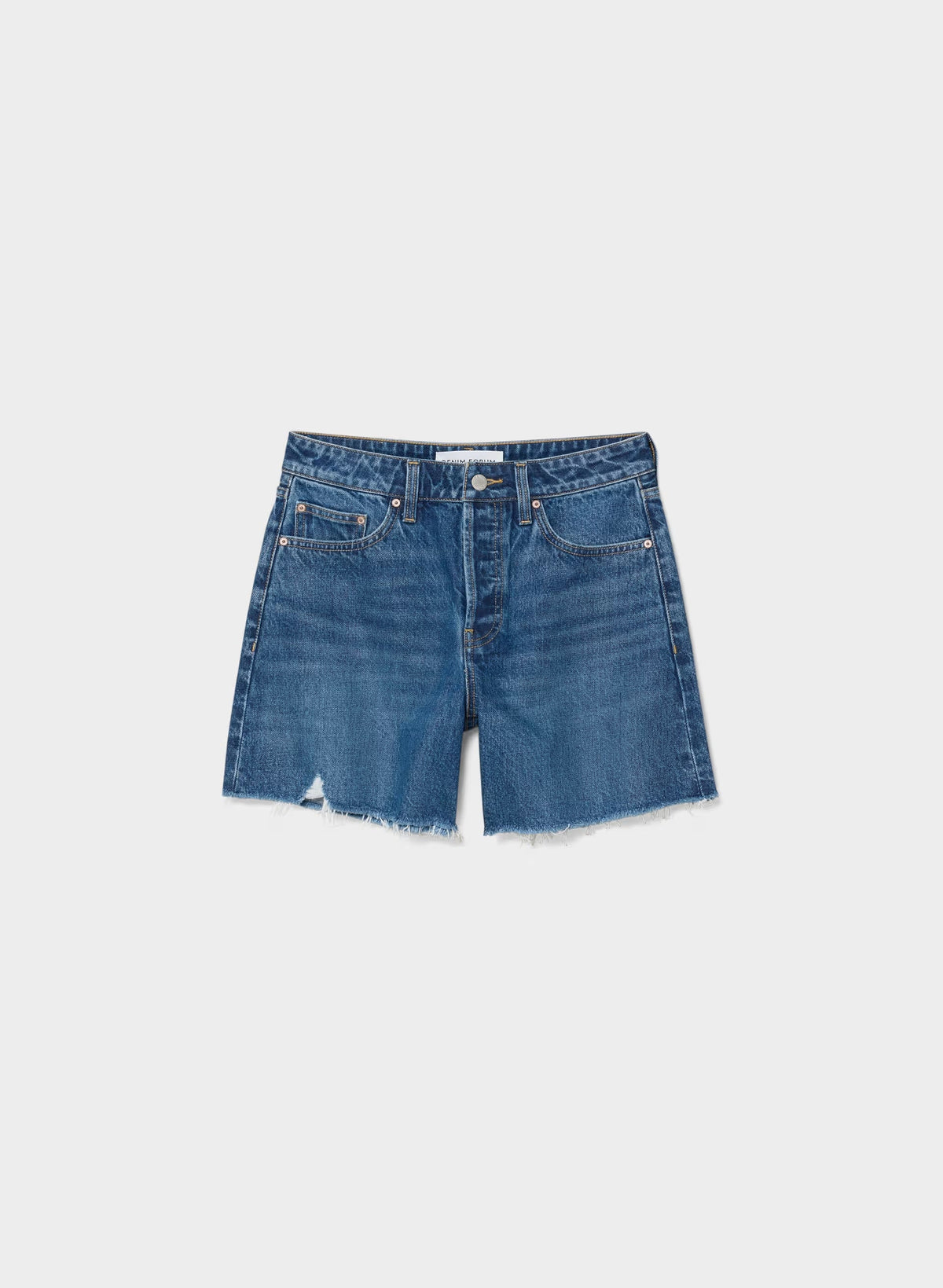Denim Forum The Ex-Boyfriend Hi Mid-Thigh Denim Short - VNTGE MD DARK BLUE