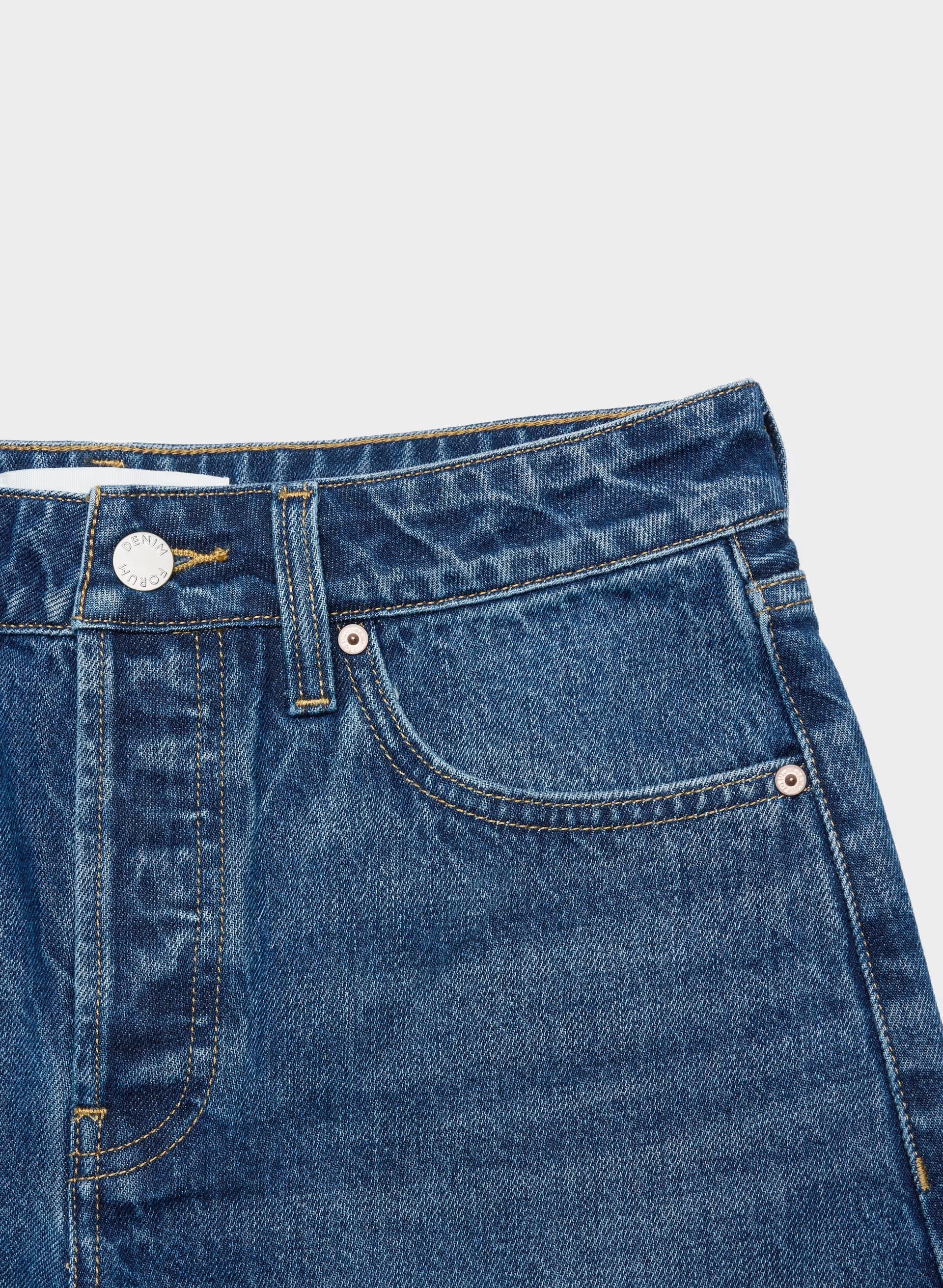Denim Forum The Ex-Boyfriend Hi Mid-Thigh Denim Short - VNTGE MD DARK BLUE