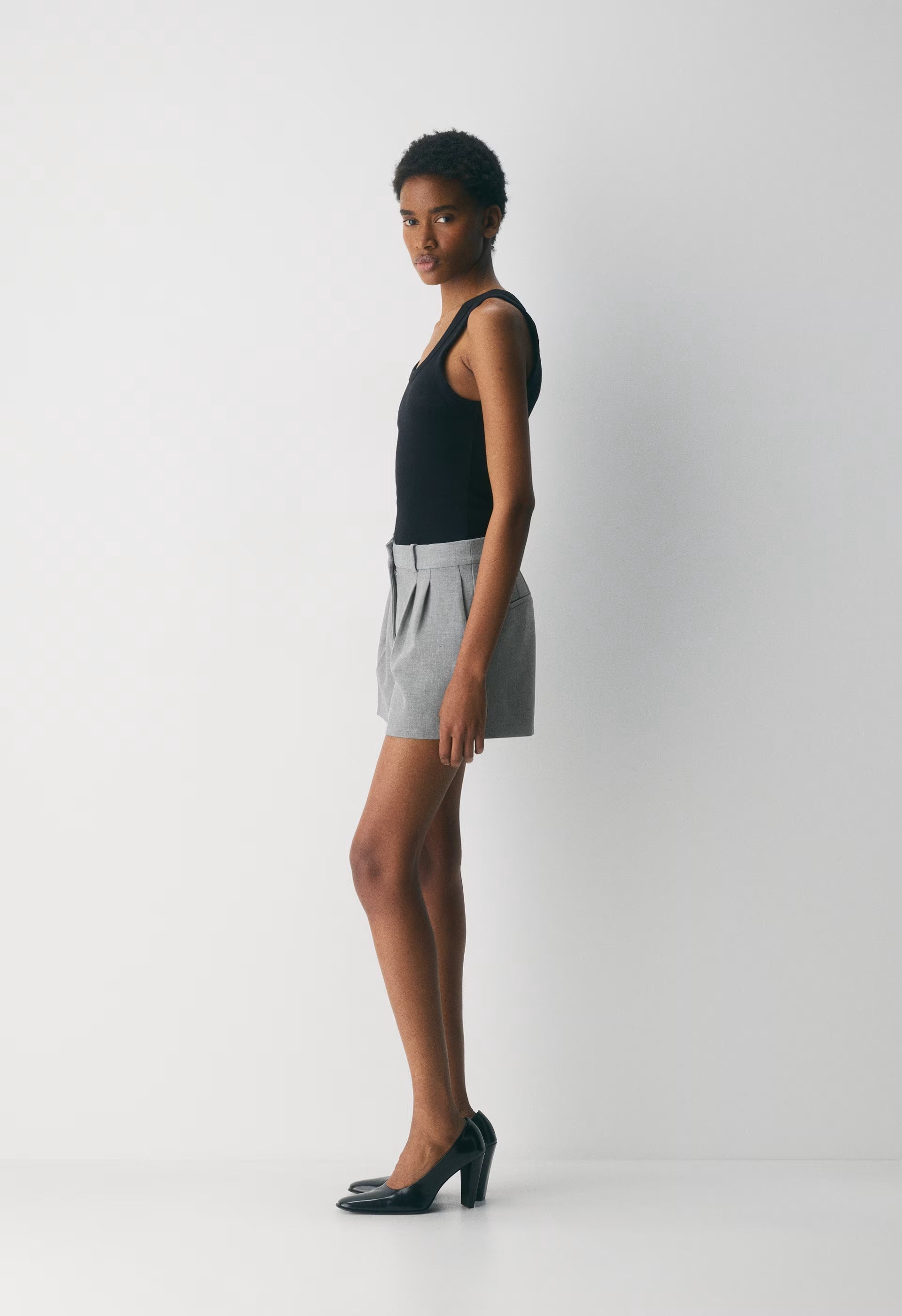 Pleated Mini Short - Eversential™ - HEATHER DARK GREY